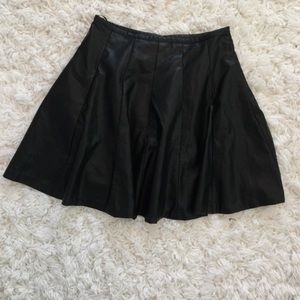 Black Faux Leather Skater Skirt